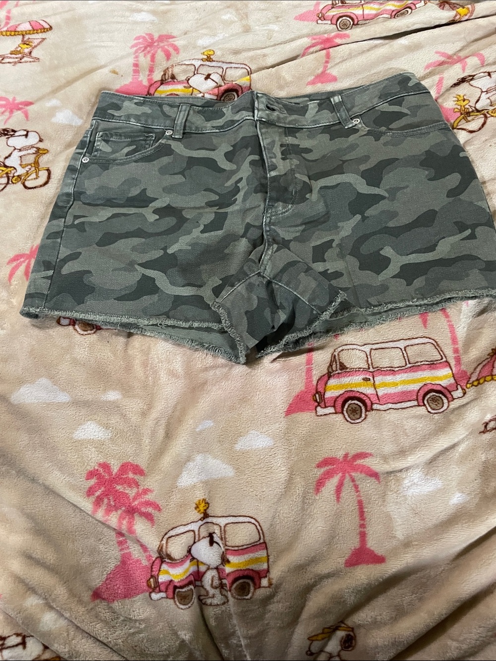 Maurices Olive Green Camo Denim Shorts